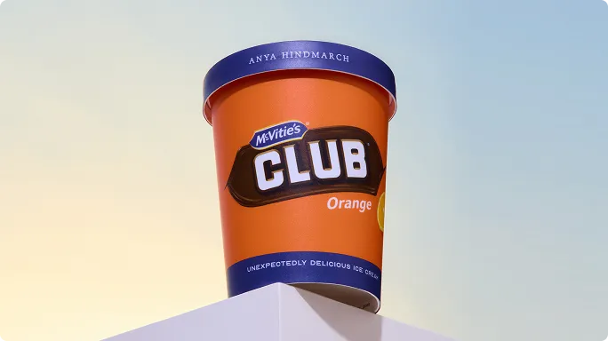 A tub of Anya Hindmarch Club Orange Ice Cream