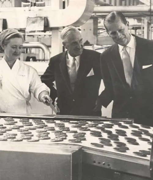 Prince Philip visiting a McVitie’s factory in 1963