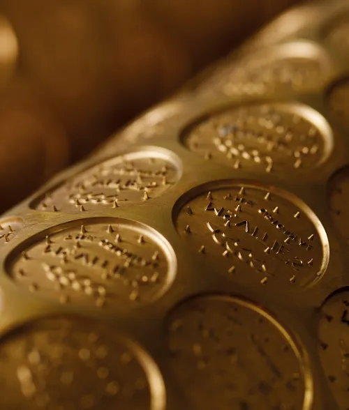 Cylindrical stamping roller from McVitie’s The Original production line, used to imprint each Digestive biscuit