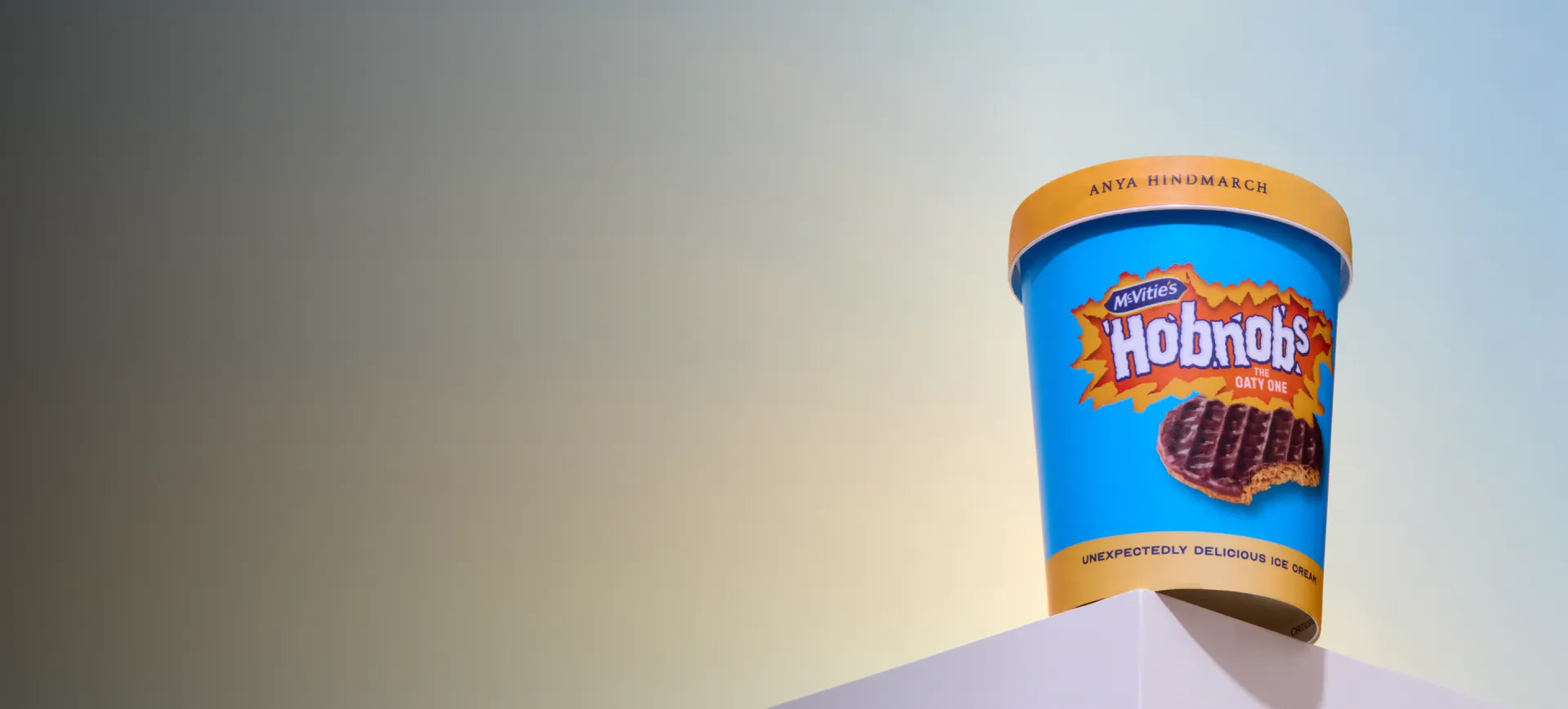 A tub of Anya Hindmarch Hobnobs the Oaty One Ice Cream